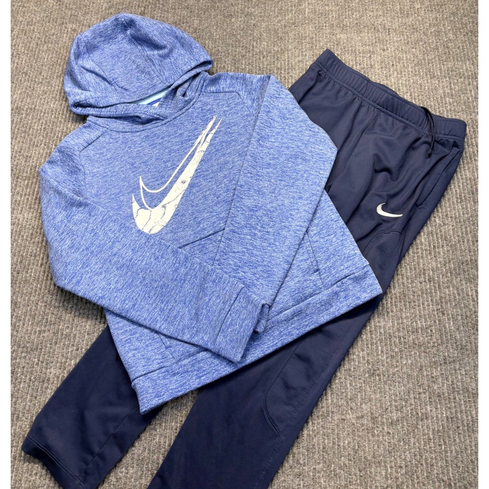 Nike Kids Blue Therma-FIT Hoodie and Dri-FIT Pants Set Size Medium 10-12